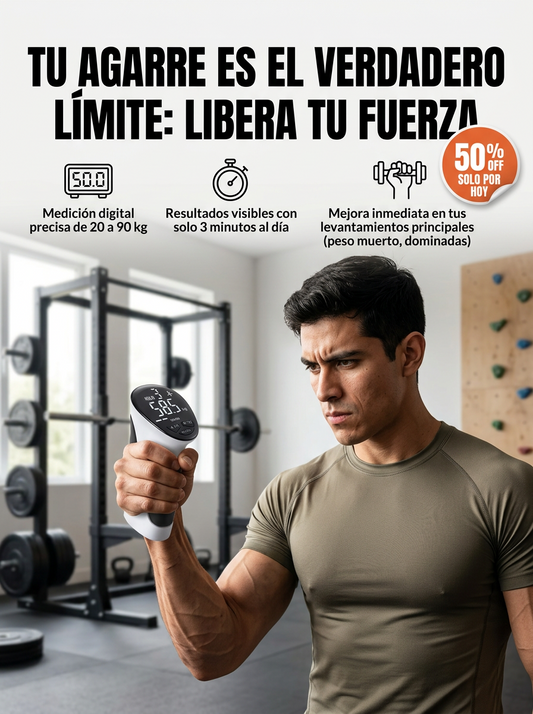 GRIP MAX™ | Dinamómetro Digital & Fortalecedor de Agarre de Precisión